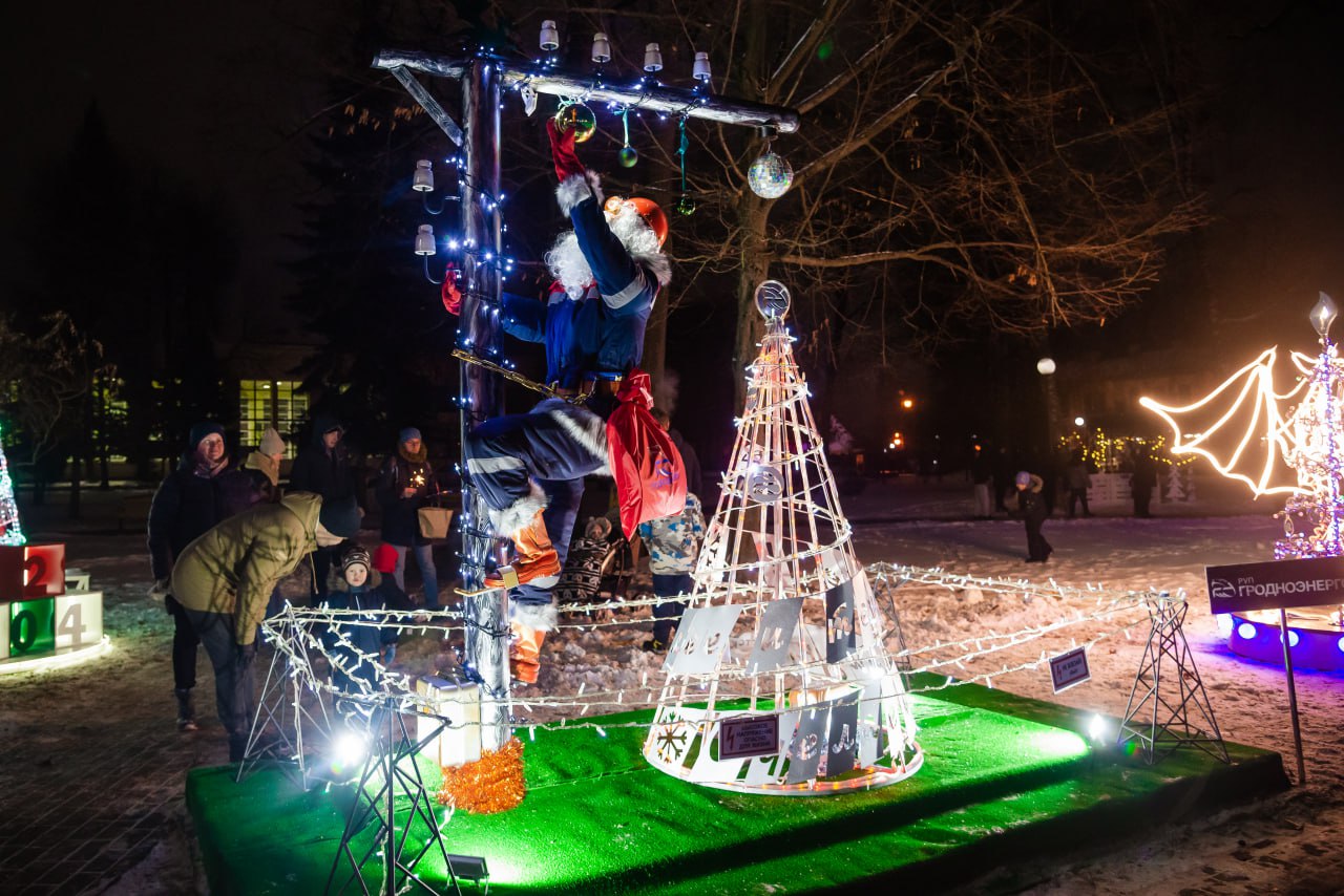 В Гродно стартовало голосование за лучшую дизайнерскую елку в парке Жилибера