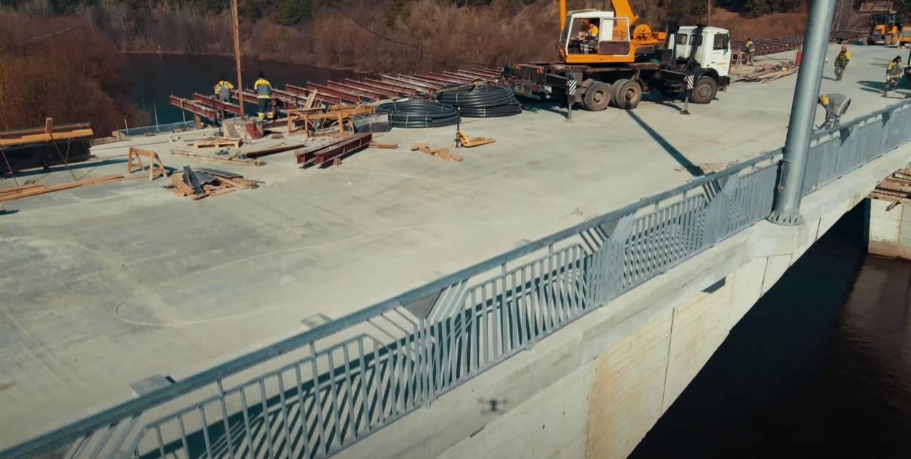 Новый мост в Гродно за месяц до открытия. Видео с дрона