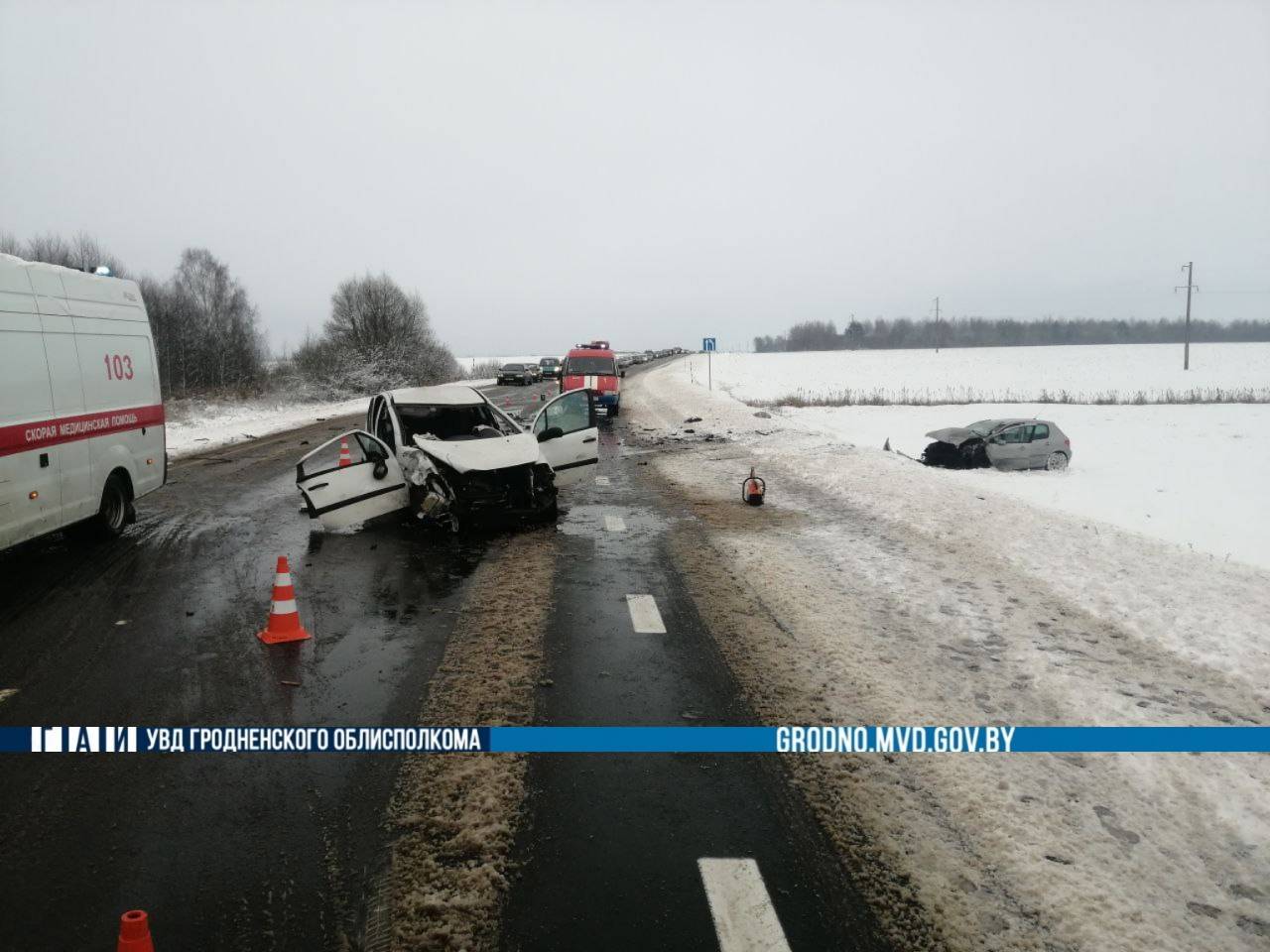 Водитель не учла дорожные и погодные условия: ДТП в Волковысском районе