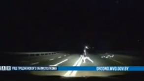 Видео: Под Сморгонью на трассе М7 авто в темноте сбило пешехода, который с поднятыми руками стоял посреди дороги