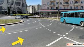 5 мест, где на дорогах в Гродно стерлась разметка: водители едут «по-старому» и могут попасть в ДТП