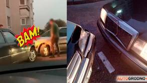 «Сдали нервы»: водитель буквально пошел на таран другого авто во дворе на Тавлая в Гродно