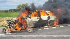 Восстановлению не подлежит: на трассе М6 под Лидой полностью сгорел автомобиль