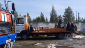Дорожно-разметочная машина загорелась в Слониме: рабочий в реанимации